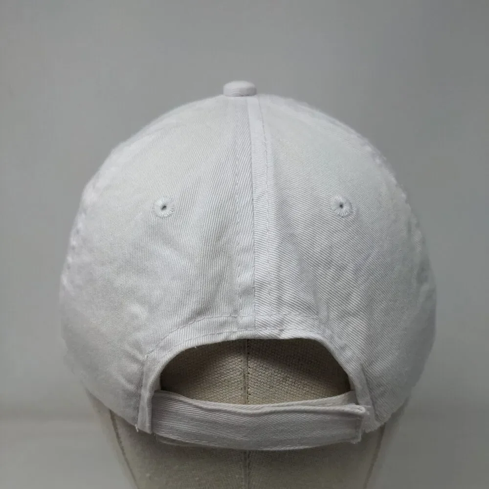 Four Fathers Strapback Hat White One Size Adjustable Embroidered Port & Company